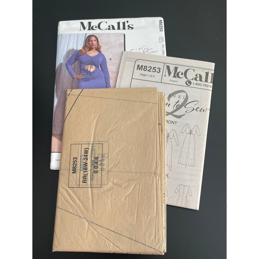 00516 - McCalls M8253 Level 2 Learn to Sew Dress Size RR 18W-24W Sewing Pattern - Picture 2 of 3